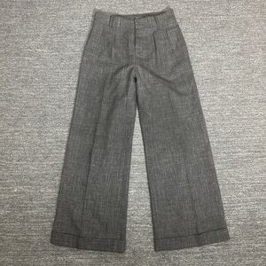 Lyn Devon Pants Women 8 Gray Wide Leg Pleated Wool Linen High Rise Trouser USA